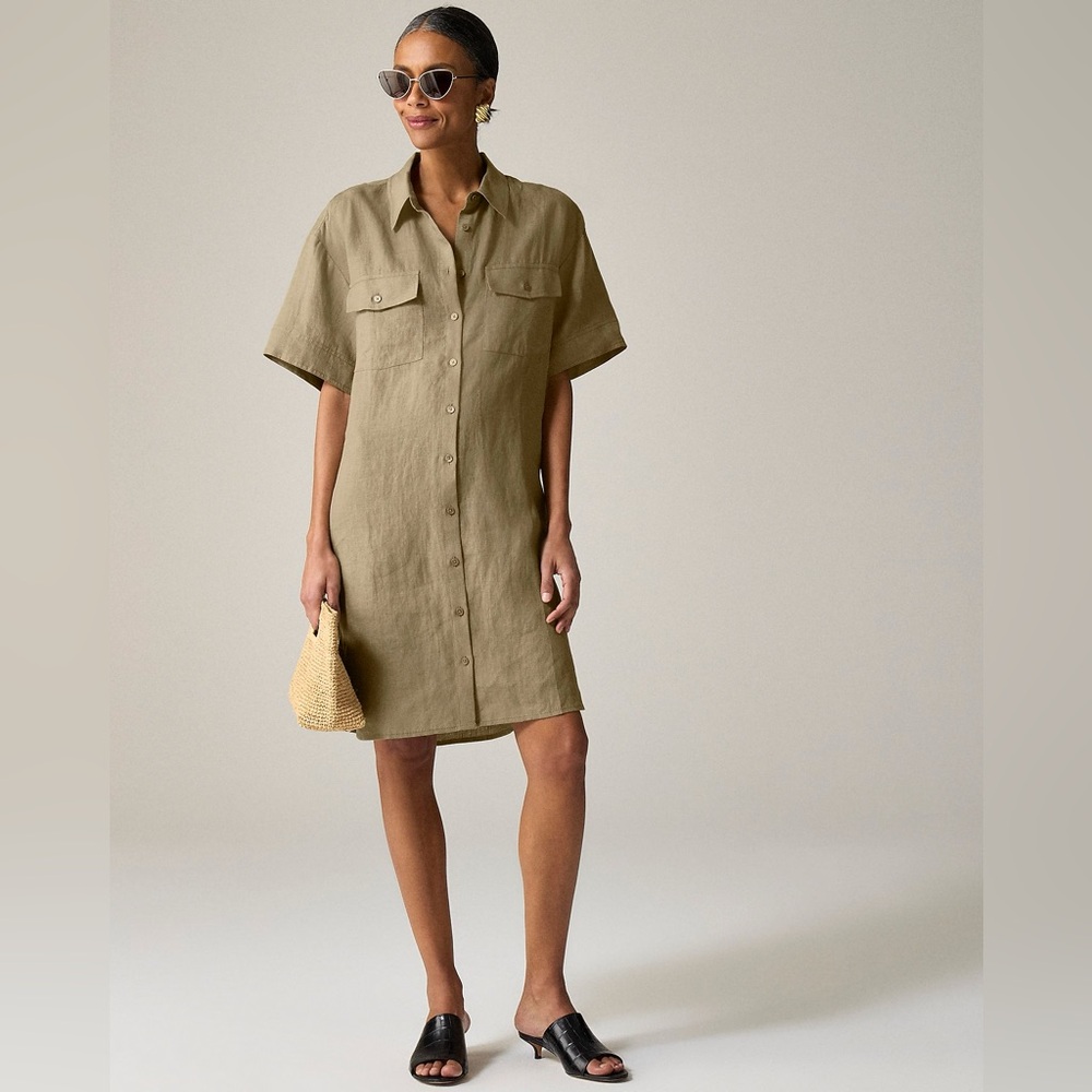 Utility shirt-dress in linen